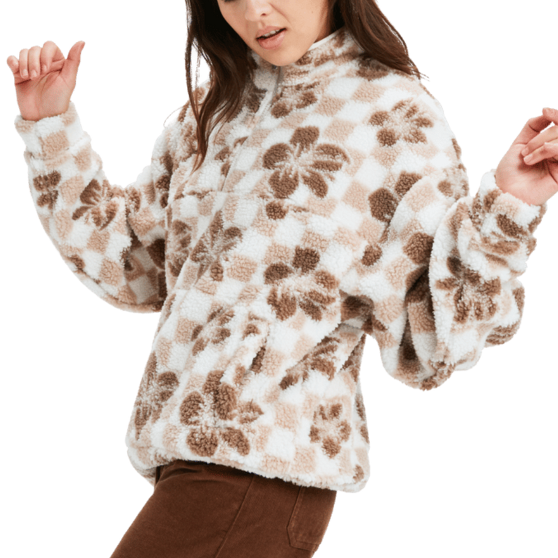 Roxy - Jive Talking Bonded - Egret Hibi Square - Fleece Sweater