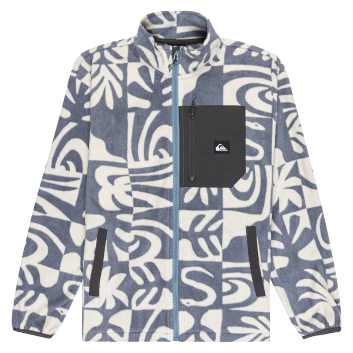 Quiksilver - Ice Fields FZ Youth - China Blue Desert Checker - Fleece Jacke