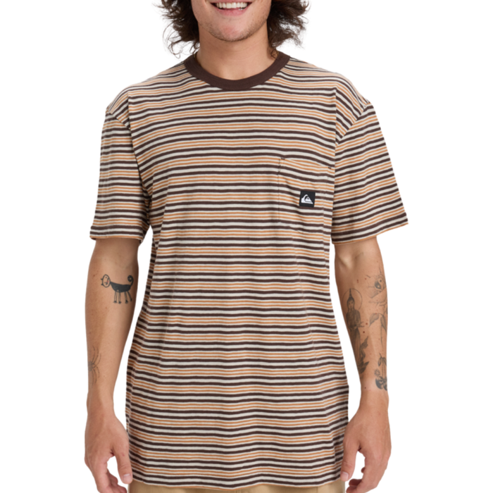 Quiksilver - Onyx SS Striped Tee - Almond Onyx Stripe - T-Shirt