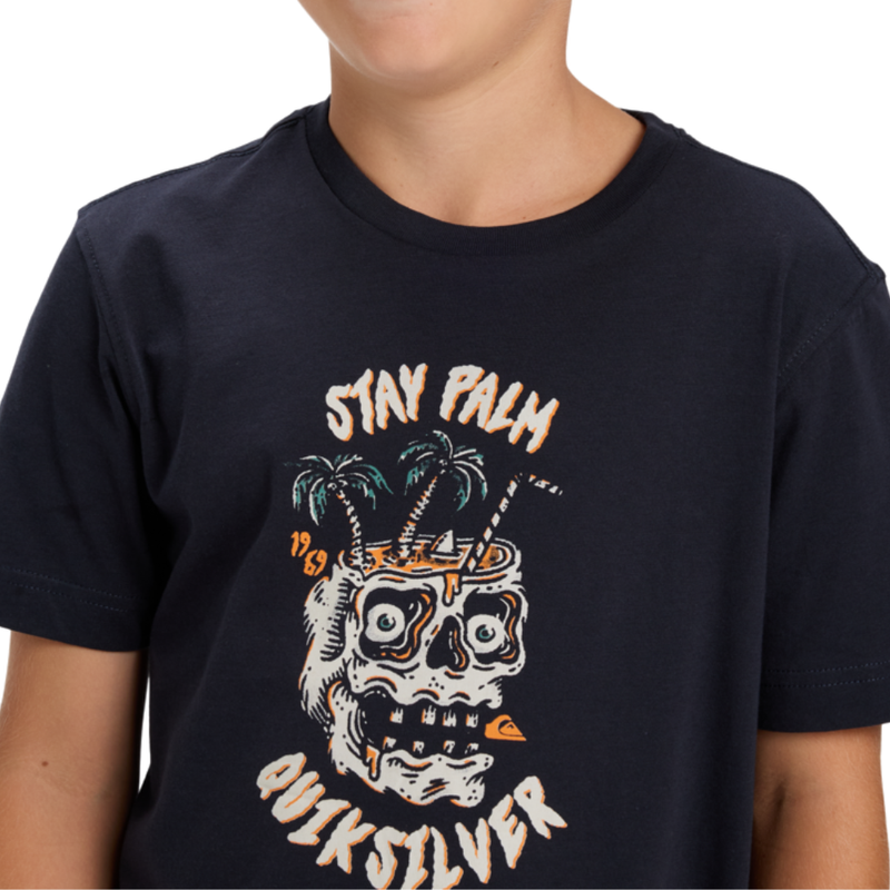 Quiksilver - EV Stay Palm SS Youth - Dark Navy - T-Shirt