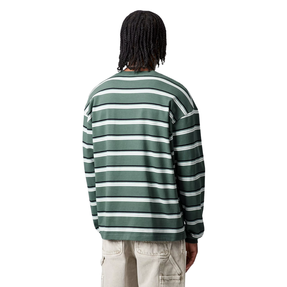 Carhartt - LS Holm T-Shirt - Holm Stripe, Silver Pine - T-Shirt Langarm