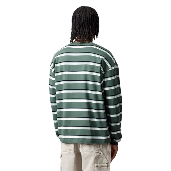 Carhartt - LS Holm T-Shirt - Holm Stripe, Silver Pine - T-Shirt Langarm