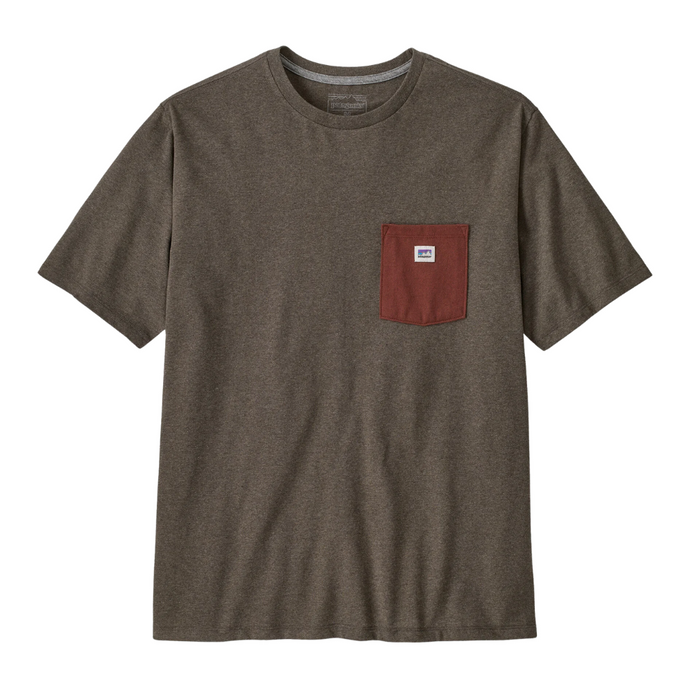 Patagonia - Ms Shop Sticker Pocket Responsibili-Tee - Black w/Basin Green - T-Shirt