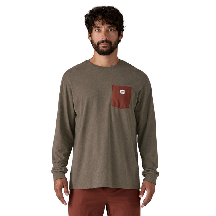 Patagonia - Ms L/S Shop Sticker Pocket Responsibili-Tee - Marlow Brown - T-Shirt Langarm