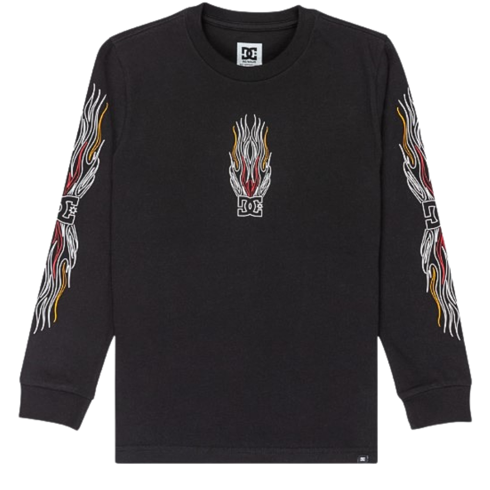 DC - Burnt Out LS Boy - Black - T-Shirt Langarm