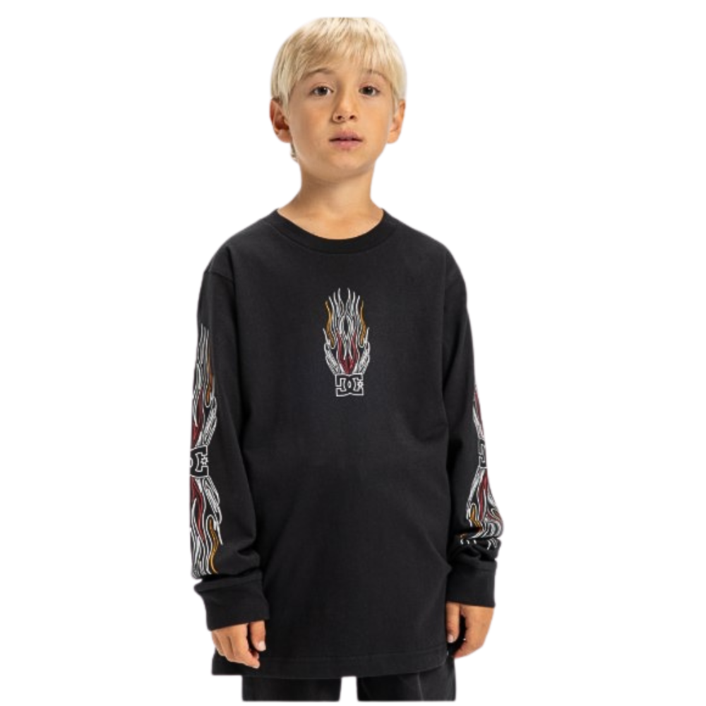 DC - Burnt Out LS Boy - Black - T-Shirt Langarm