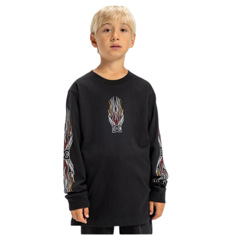 DC - Burnt Out LS Boy - Black - T-Shirt Langarm