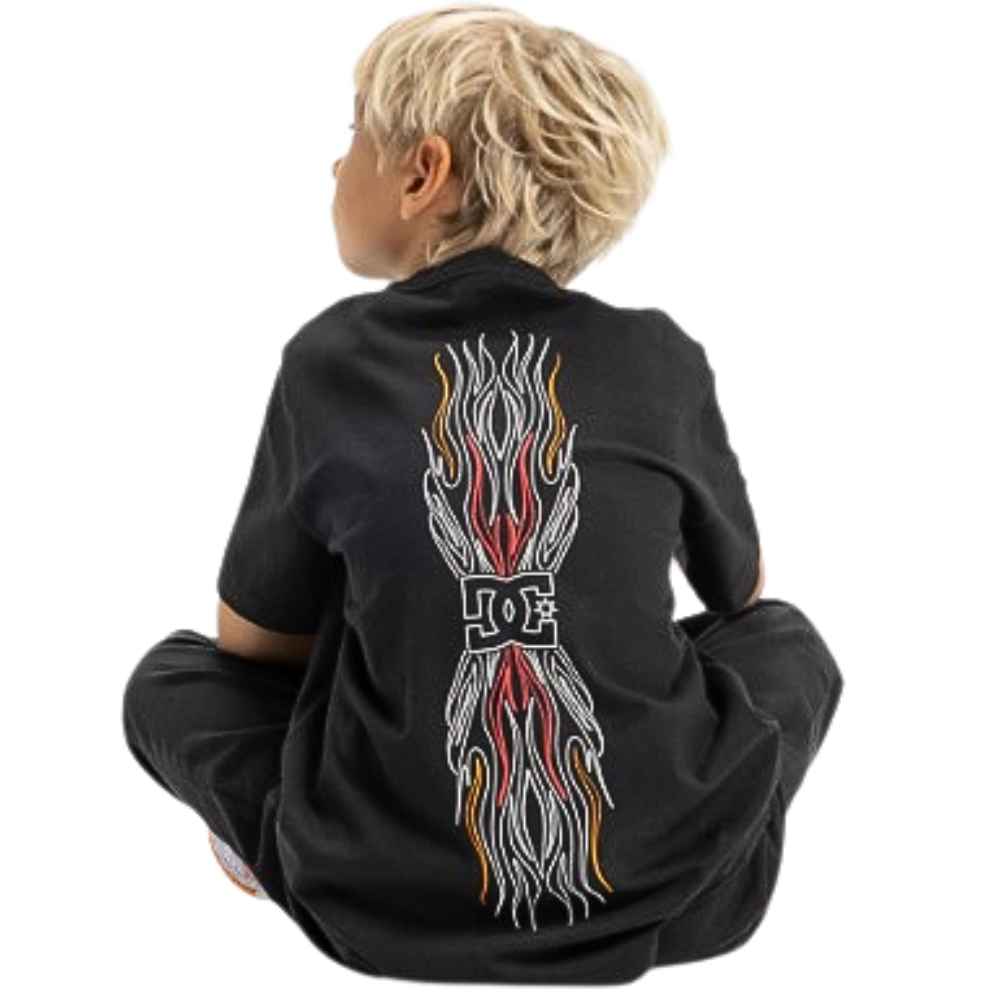 DC - Burnt Out LS Boy - Black - T-Shirt Langarm