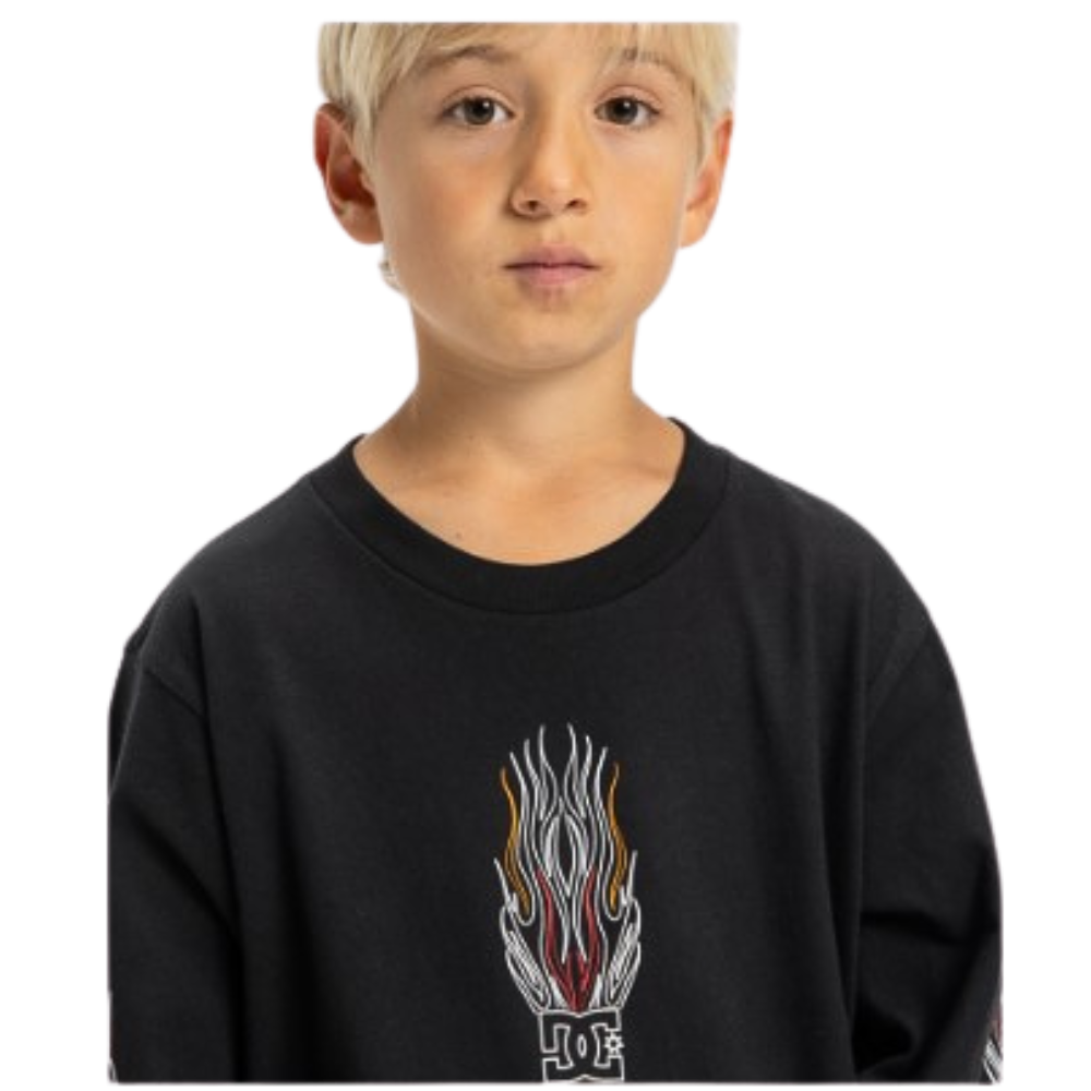 DC - Burnt Out LS Boy - Black - T-Shirt Langarm
