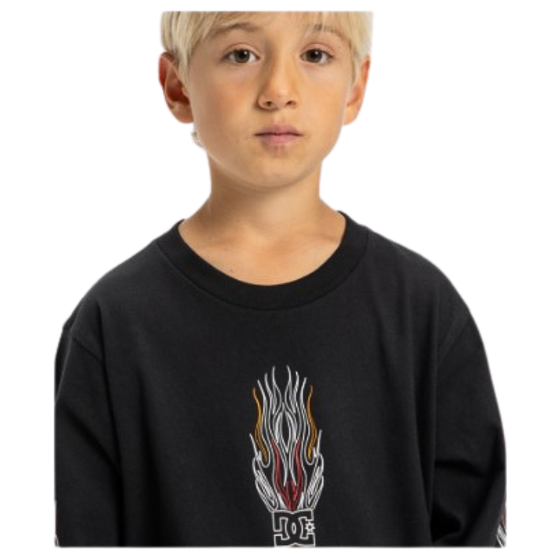DC - Burnt Out LS Boy - Black - T-Shirt Langarm