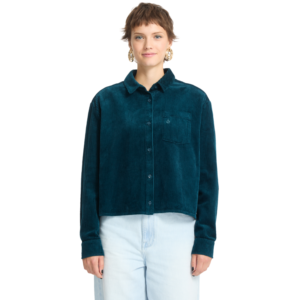 Volcom - Weellow Cord Shirt - Emerald Green - Langarmhemd