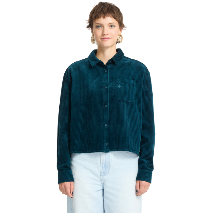 Volcom - Weellow Cord Shirt - Emerald Green - Langarmhemd