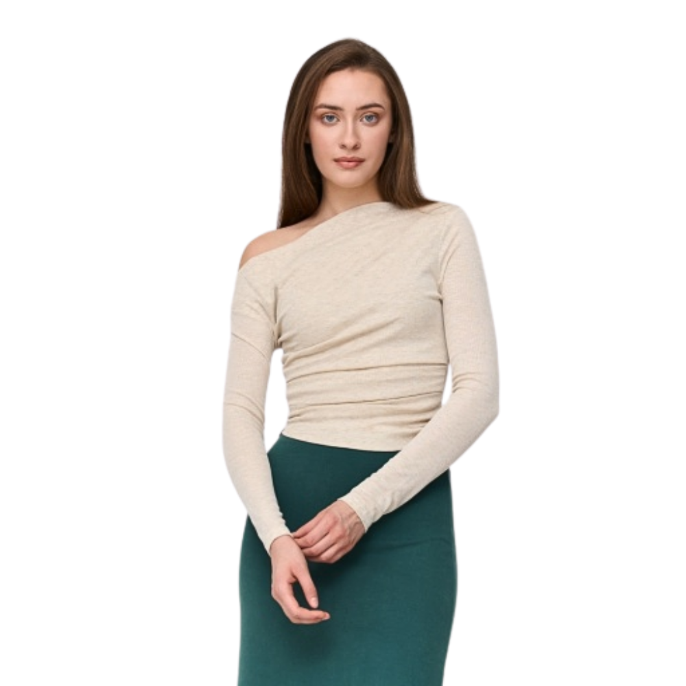 24Colours - T-Shirt Langarm - Beige - T-Shirt Langarm