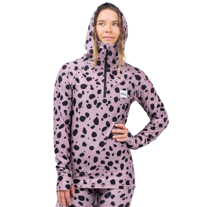 Eivy - Icecold Ziphood Top - Woodrose Cheetah - Funktions-Shirt Langarm