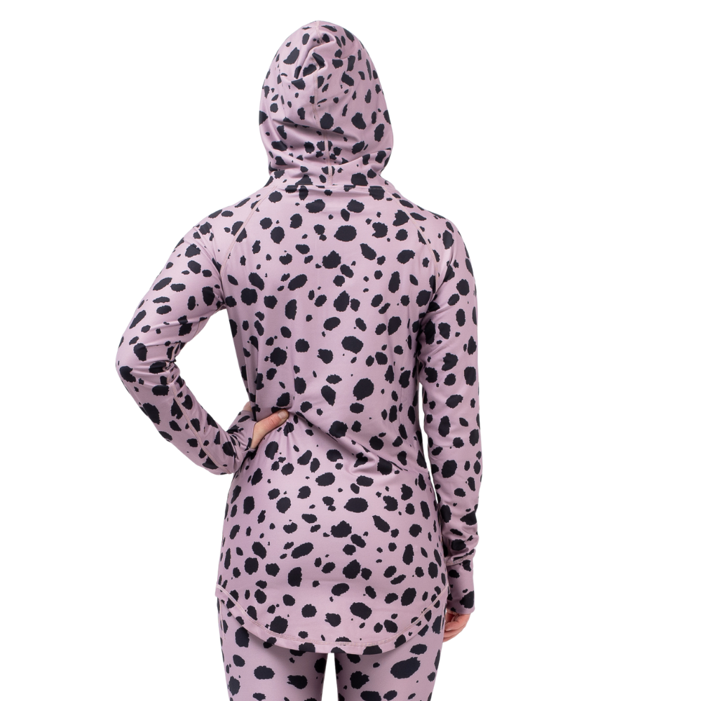Eivy - Icecold Ziphood Top - Woodrose Cheetah - Funktions-Shirt Langarm