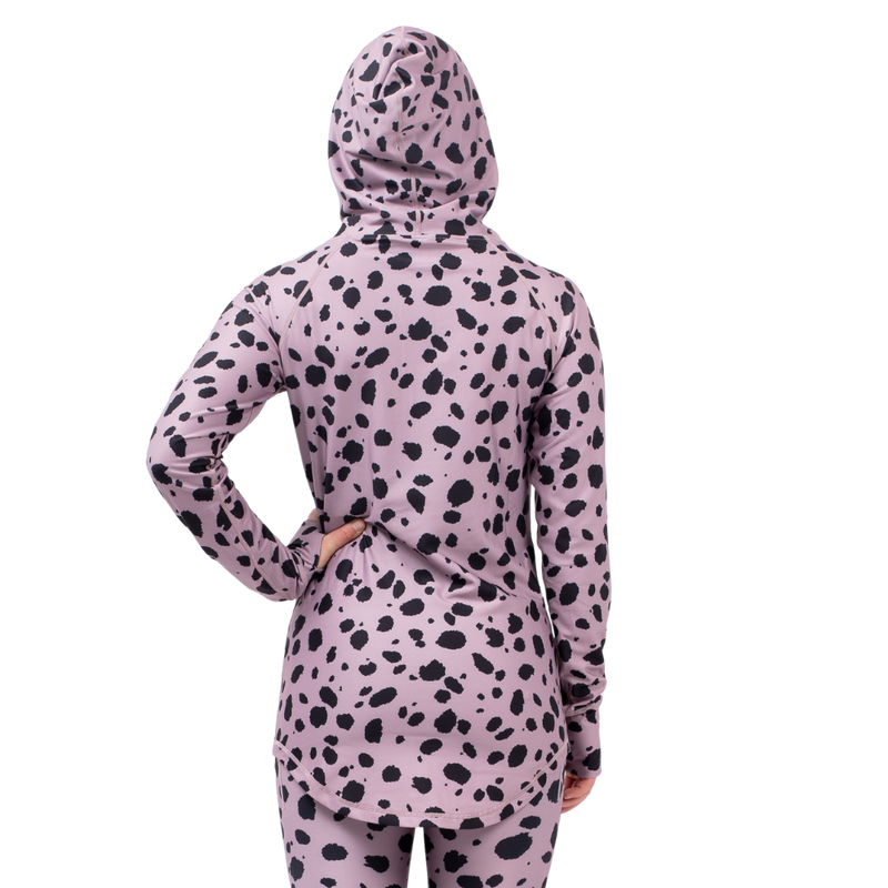 Eivy - Icecold Ziphood Top - Woodrose Cheetah - Funktions-Shirt Langarm