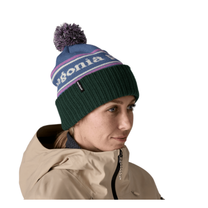 Patagonia - Powder Town Beanie - Park Stripe: Barnacle Blue - Bommelmütze