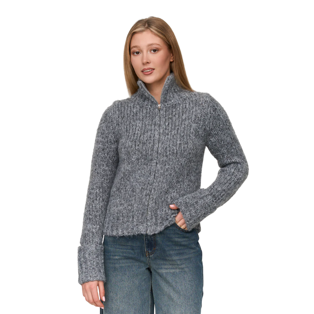 24Colours - Pullover - Grey - Zip Crew