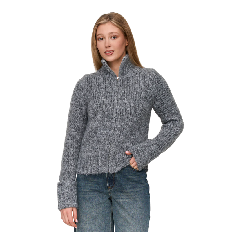 24Colours - Pullover - Grey - Zip Crew