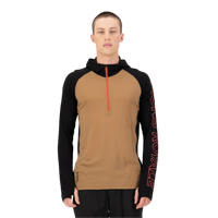 Mons Royale - Temple Merino Long Sleeve Hood - Black/Toffee - Funktions-Shirt Langarm