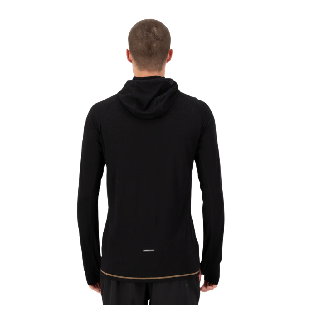 Mons Royale - Temple Merino Long Sleeve Hood - Black/Toffee - Funktions-Shirt Langarm
