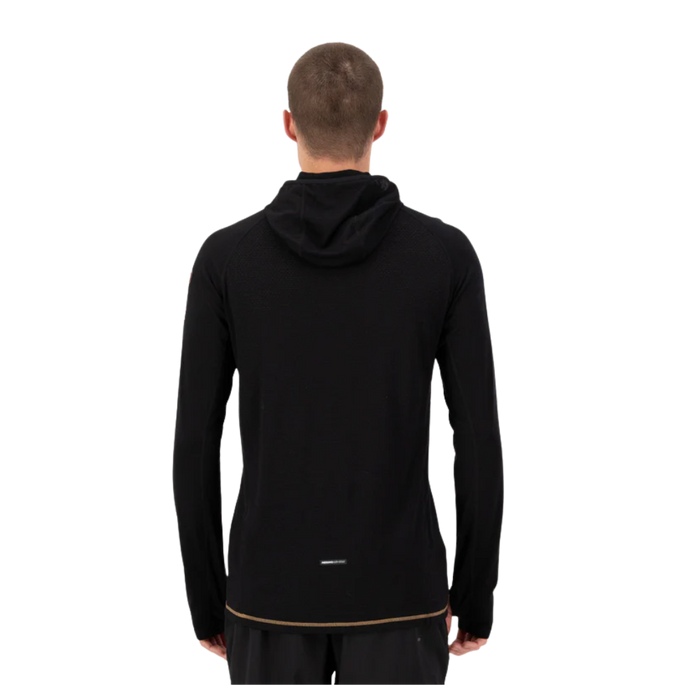 Mons Royale - Temple Merino Long Sleeve Hood - Black/Toffee - Funktions-Shirt Langarm
