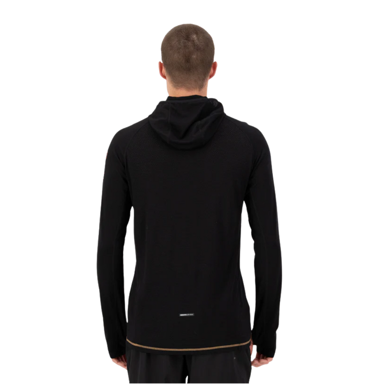 Mons Royale - Temple Merino Long Sleeve Hood - Black/Toffee - Funktions-Shirt Langarm