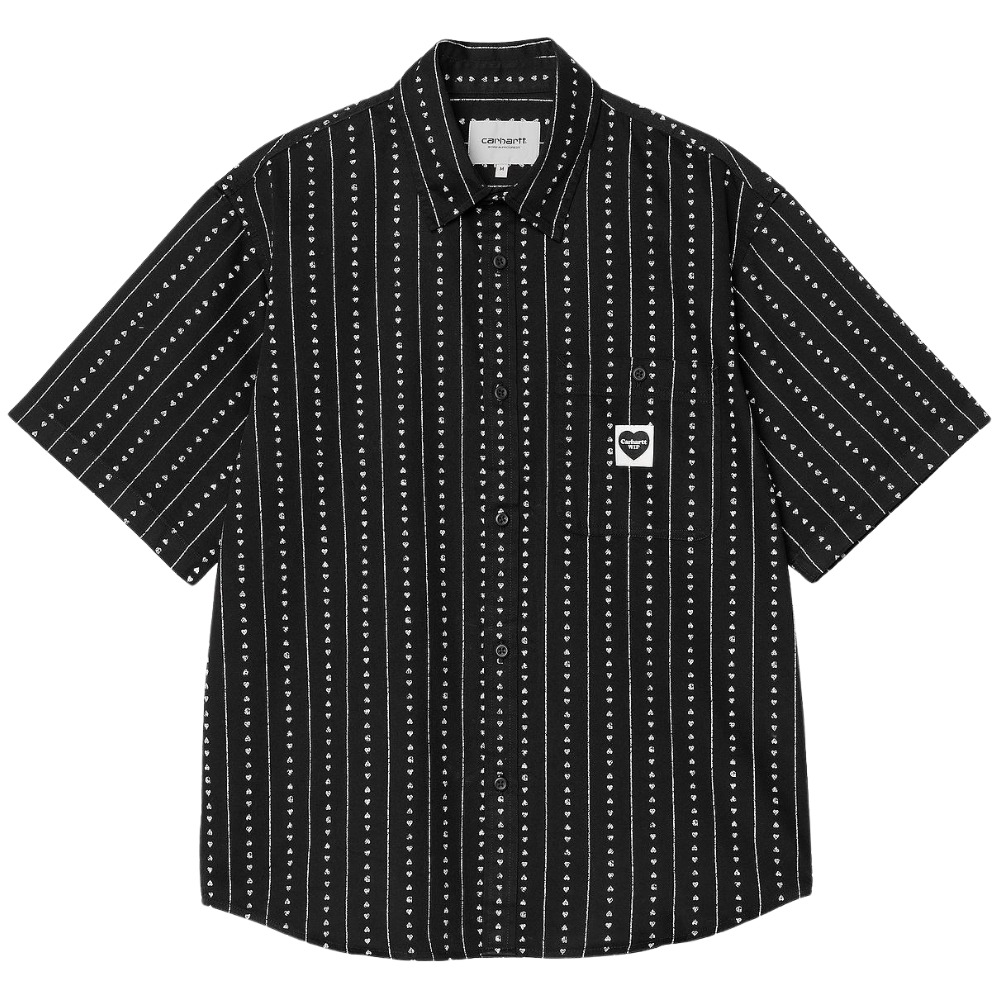 Carhartt - S/S Drewe Shirt - Heart C Pinstripe, Black / Natural - Kurzarmhemd
