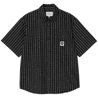 Carhartt - S/S Drewe Shirt - Heart C Pinstripe, Black / Natural - Kurzarmhemd
