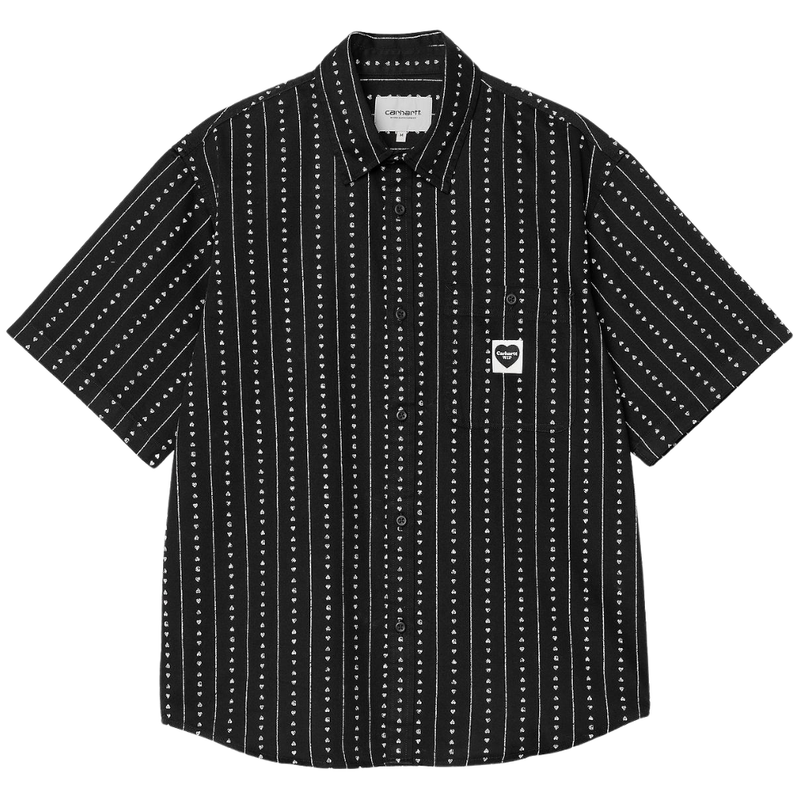 Carhartt - S/S Drewe Shirt - Heart C Pinstripe, Black / Natural - Kurzarmhemd