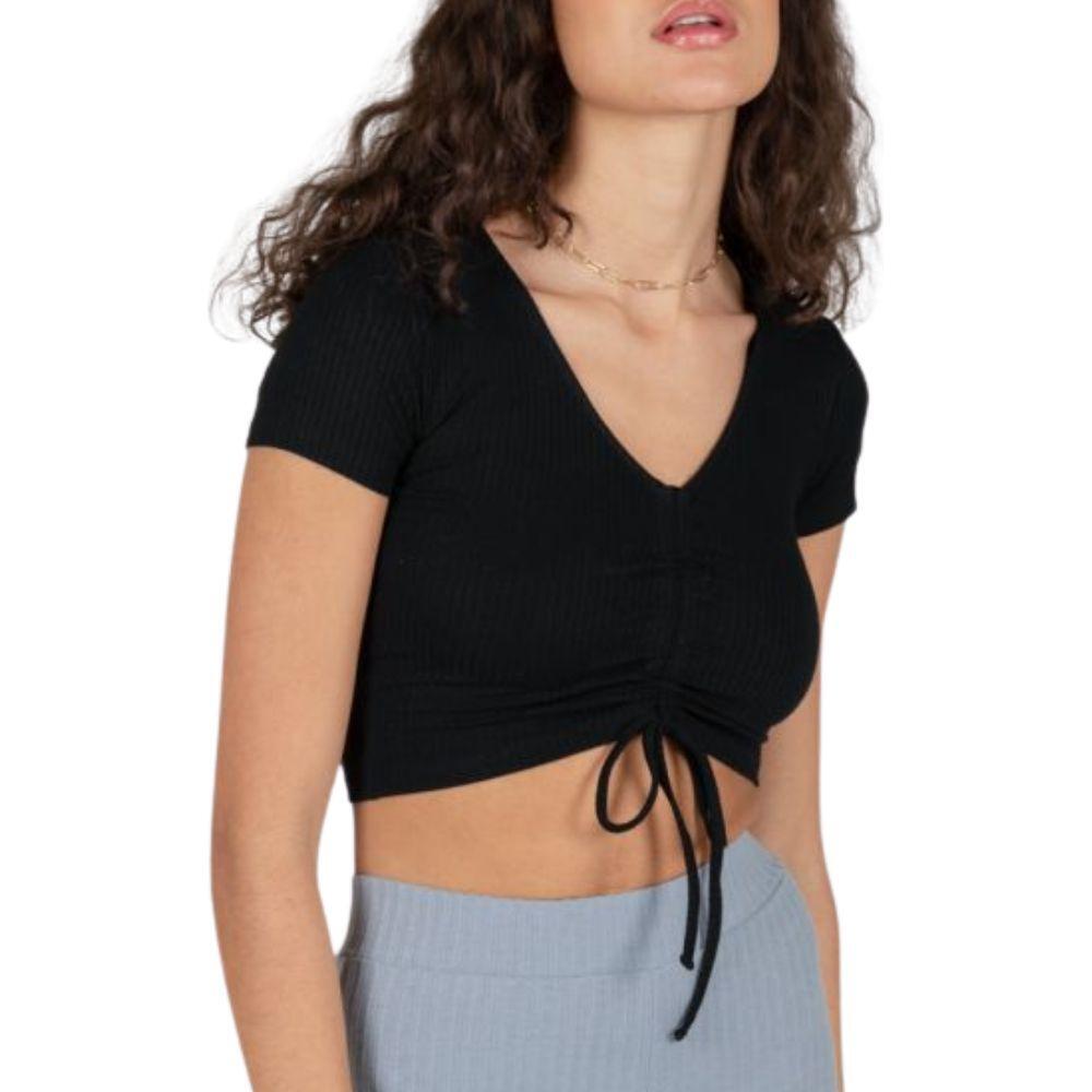 Crop-Top mit Schnüren black Bild 1