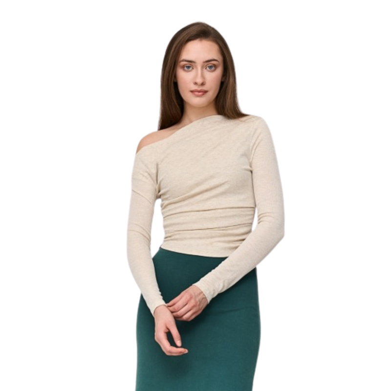 T-Shirt Langarm Beige Bild 1