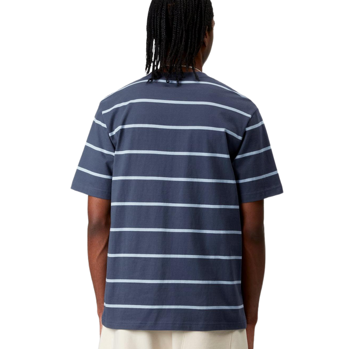 Carhartt - S/S Aiken Pocket T-Shirt - AikenStripeDuskyBlue - T-Shirt