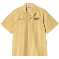 Carhartt - S/S Hendry Shirt - Seaton Stripe, Straw / Liberica - Kurzarmhemd