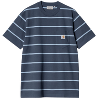 Carhartt - S/S Aiken Pocket T-Shirt - AikenStripeDuskyBlue - T-Shirt