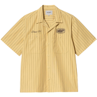 Carhartt - S/S Hendry Shirt - Seaton Stripe, Straw / Liberica - Kurzarmhemd