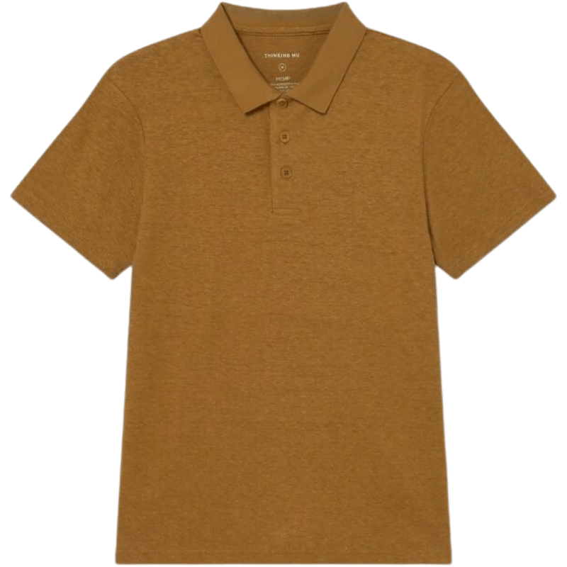 BROWN HEMP POLO - Thinking Mu - Egypt Brown - Polo Kurzarm