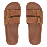 SLIPPY NINA - Roxy - CHOCO BROWN/GOLD - Sandale