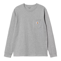 Carhartt - L/S Pocket T-Shirt - GREY HEATHER - T-Shirt Langarm