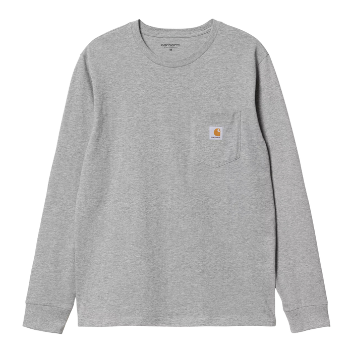 Carhartt - L/S Pocket T-Shirt - GREY HEATHER - T-Shirt Langarm
