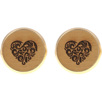 Eydl - Herz Ohrenstecker Steel Gold Holz N - N-Herz - Ohrring 