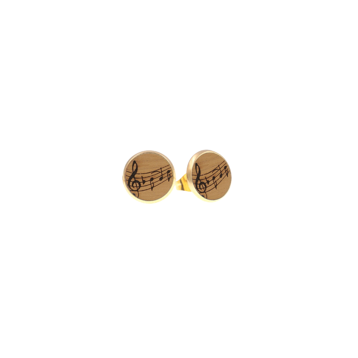 Eydl - Noten Ohrenstecker Steel Gold Holz - N-Noten - Ohrring