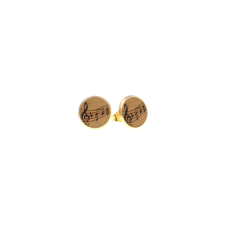 Eydl - Noten Ohrenstecker Steel Gold Holz - N-Noten - Ohrring