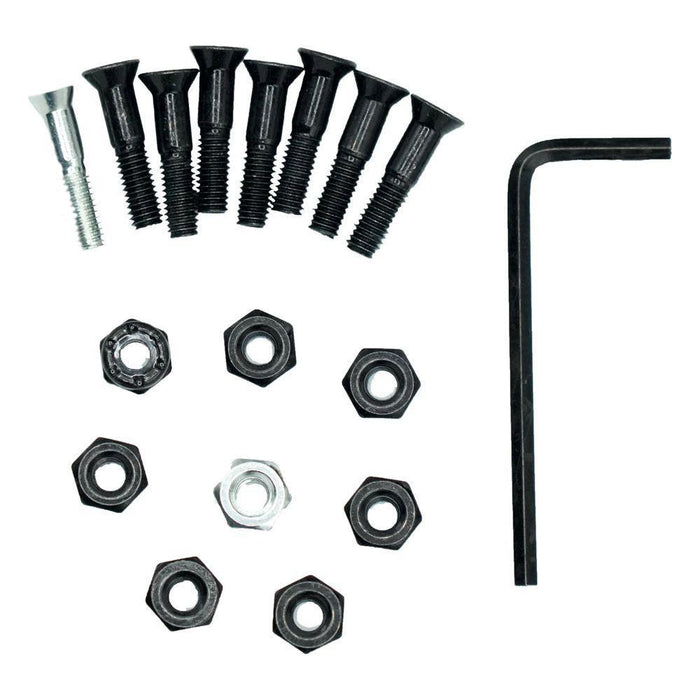 Deck Bolts 1 Inch - MOREBOARDS - Black/Chrom -Skateboard Schrauben