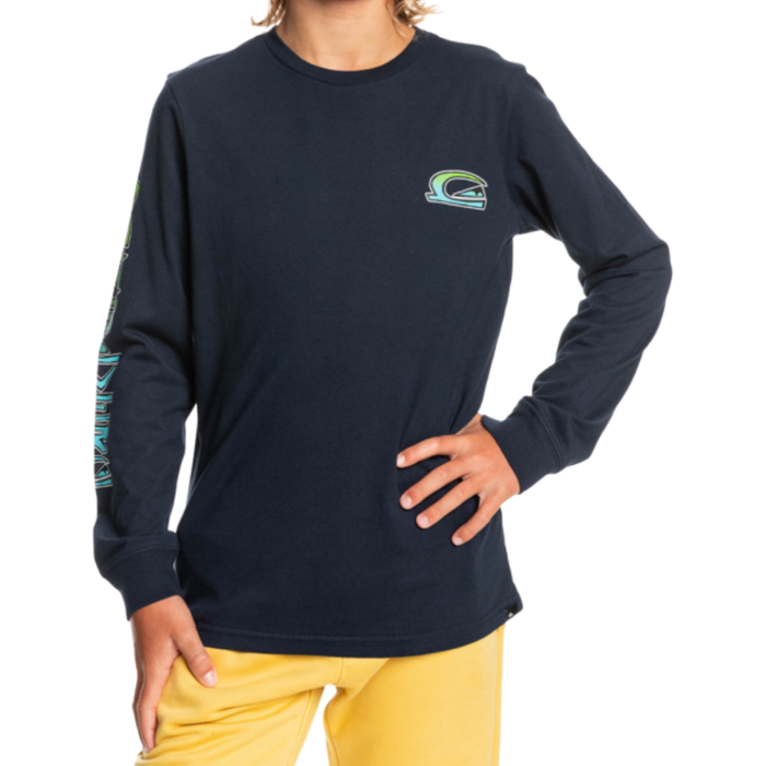 STACKED LS YTH - Quiksilver - navy blazer - T-Shirt Langarm