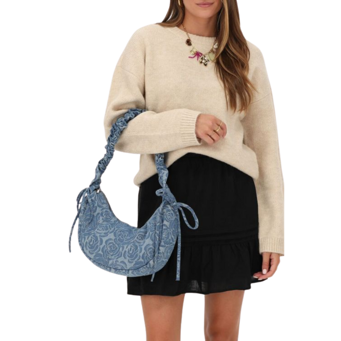 Bag crossbody ruffle strap roses