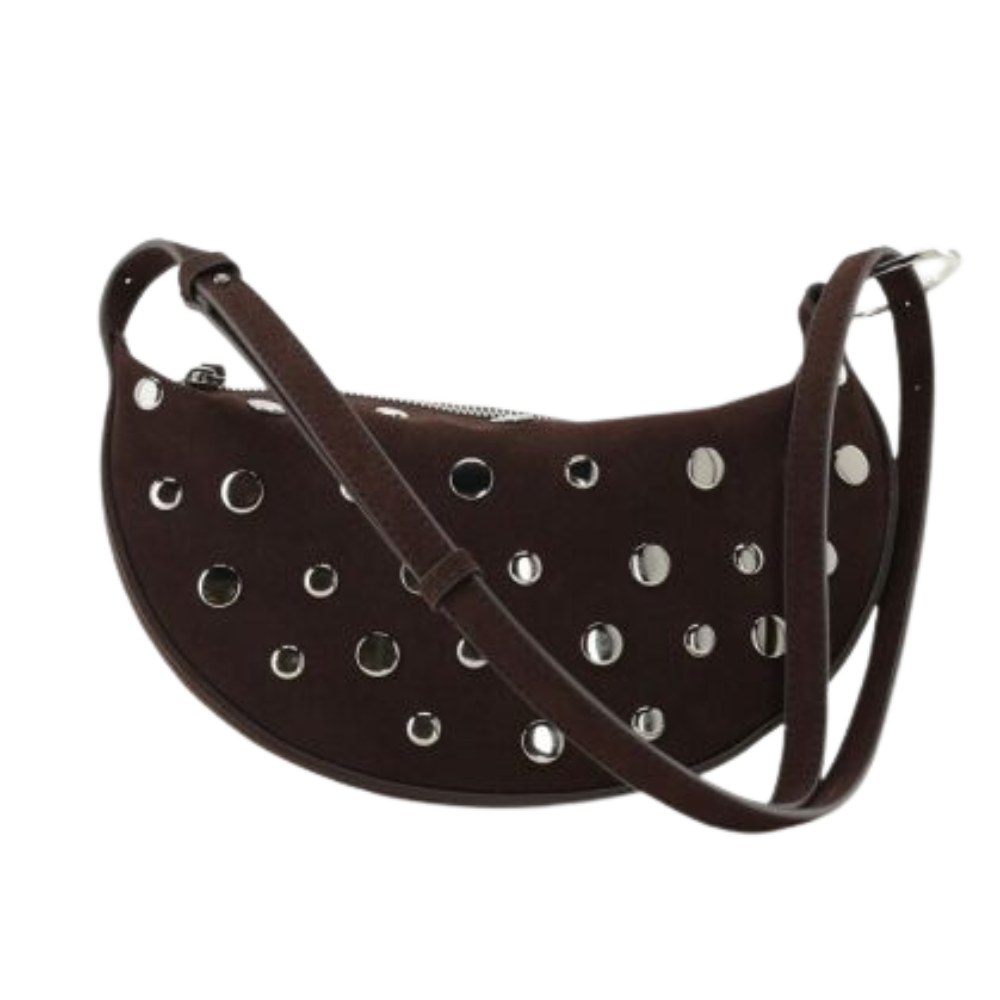 Bag crossbody studs brown