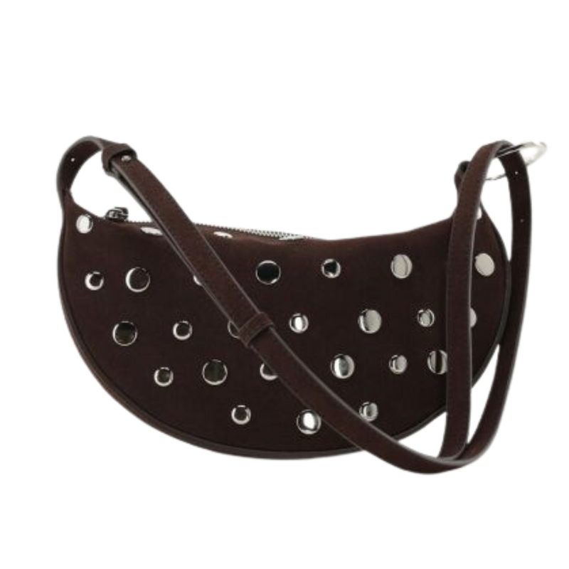 Bag crossbody studs brown