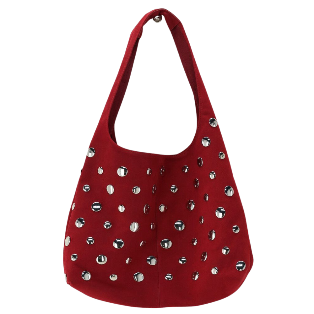 Shoulder bag big studs burgundy