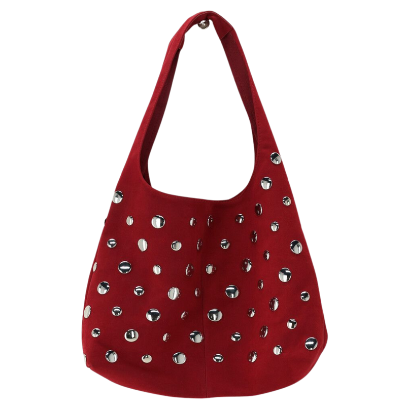 Shoulder bag big studs burgundy